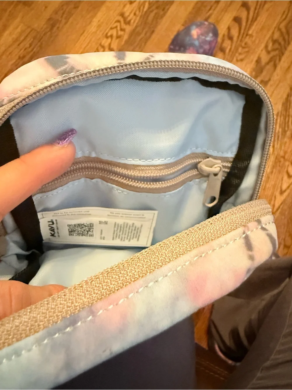 Kavu Pastel Tie-Dye Crossbody Bag with smaller bag attached